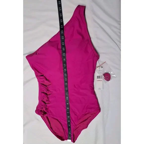 NWTCarmen Marc Valvo One-Shoulder Side-Cutout One-Piece Swimsuit Women's Size 10